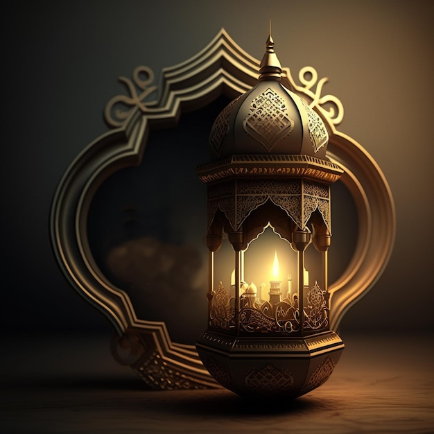 Ein Plakatdesign von Eid mit goldener Lampe