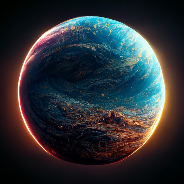 Ein Planet mit einem blauen und blauen Planeten in der Mitte.