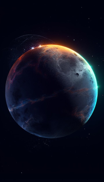 Ein Planet mit einem Mond im Hintergrund