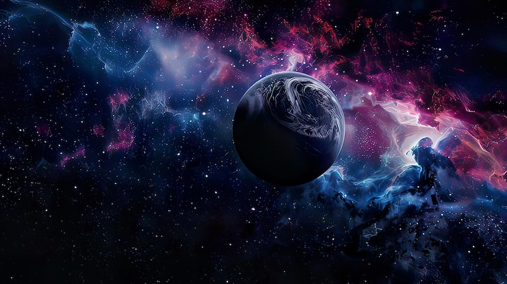 ein Planet mit einem Stern darauf und dem Wort Erde in der Mitte