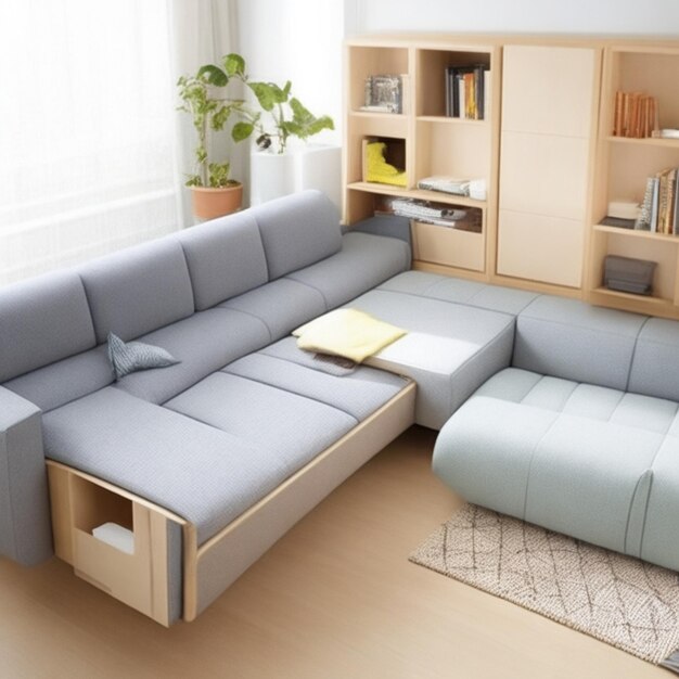 Foto ein platzsparendes sofa, perfekt für kleine wohnungen mit seinem multifunktionalen design