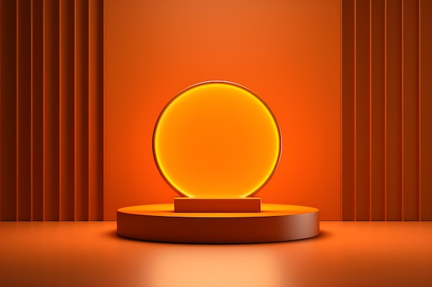 ein Podest mit leuchtend orangefarbenem Licht