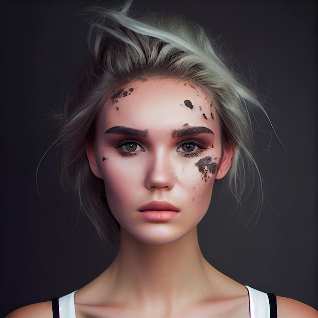 Ein Porträt einer Frau mit Make-up im Gesicht