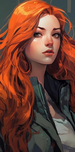 Ein Porträt einer Frau mit roten Haaren.