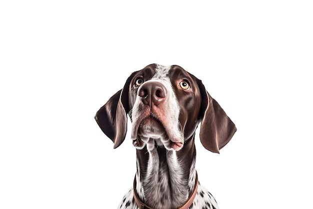 Ein Porträt eines Hundes, der auf weißem Hintergrund isoliert ist