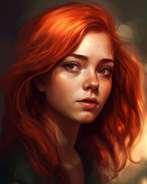 Ein Porträt eines Mädchens mit roten Haaren und grünen Augen