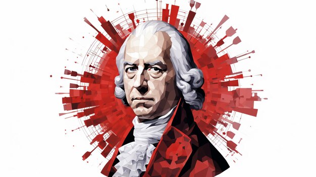 ein Porträt eines Mannes mit rotem Hintergrund
