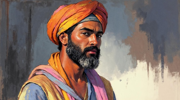 Ein Porträt eines Sikh-Mannes mit Turban und Bart