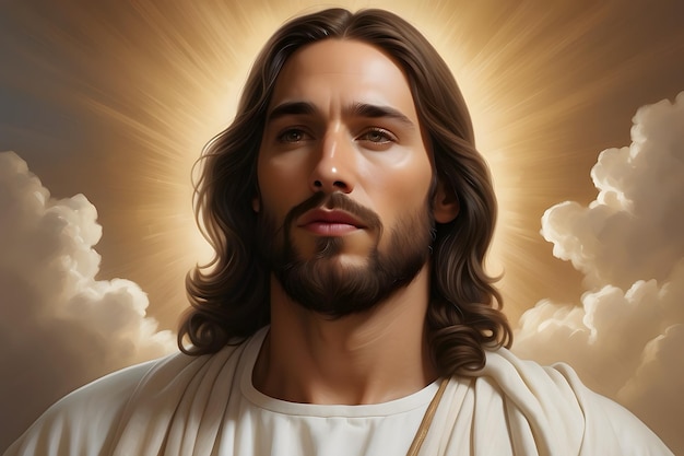 Ein Porträt von Jesus Christus mit Herrlichkeit
