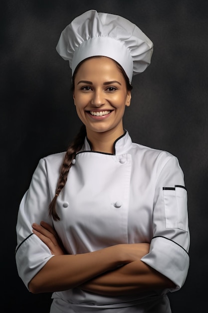 Ein Porträtfoto eines realistisch lächelnden Kochs