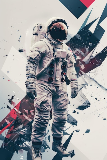 Foto ein poster eines astronauten in einem raumanzug