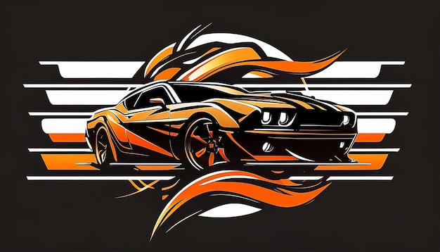 Ein Poster eines Mustangs mit Flammen an der Seite.