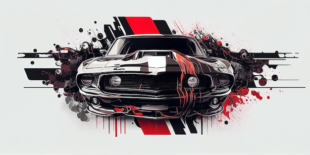 Ein Poster eines schwarz-roten Muscle-Cars