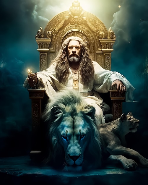 Ein Poster für das Buch Jesus und der Löwe