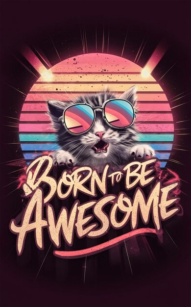 Foto ein poster für den film be awesome mit einer katze