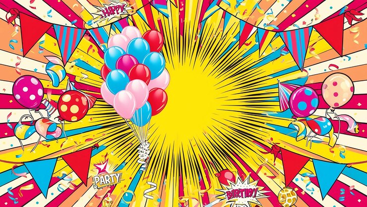 Foto ein poster für den film mit ballons und einem gelben hintergrund