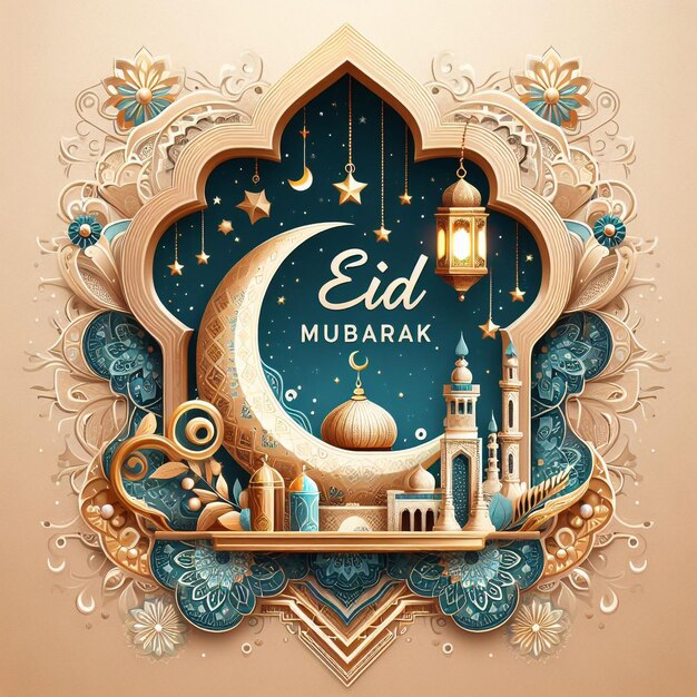 Ein Poster für den Monat Ramadan Grüßkarte Eid Mubarak Wünsche mit Hintergrund