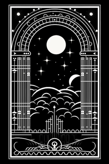 ein Poster für den Mond und den Mond in der Nacht.