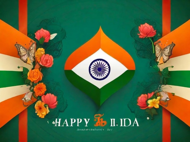 ein Poster für den Nationaltag in Indien mit Blumen und den Worten "Glücklicher Geburtstag"