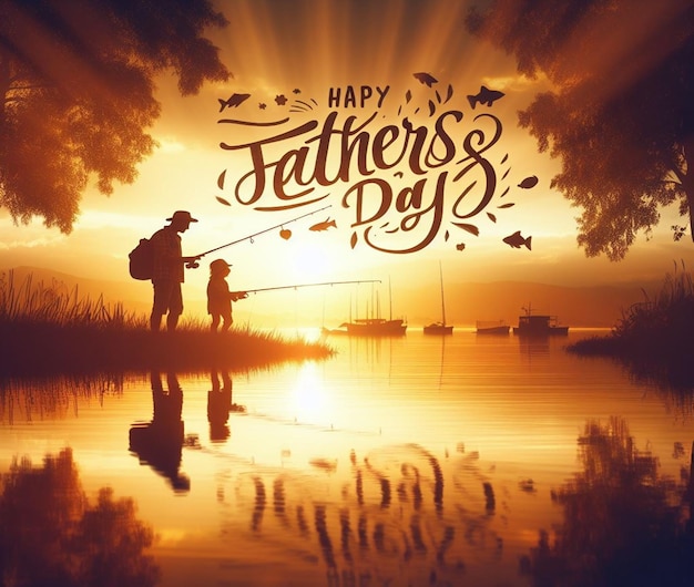 ein Poster für den Vatertag, der Tag, an dem Vater und Sohn angeln