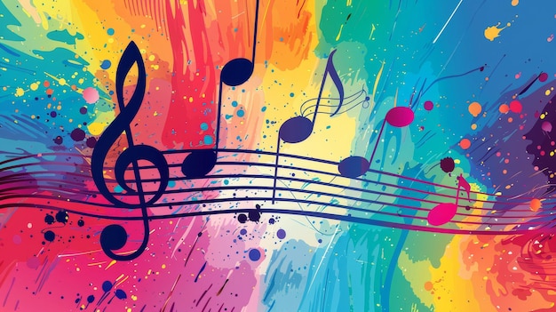 Ein Poster für den Weltmusiktag mit Regenbogen-Hintergrund