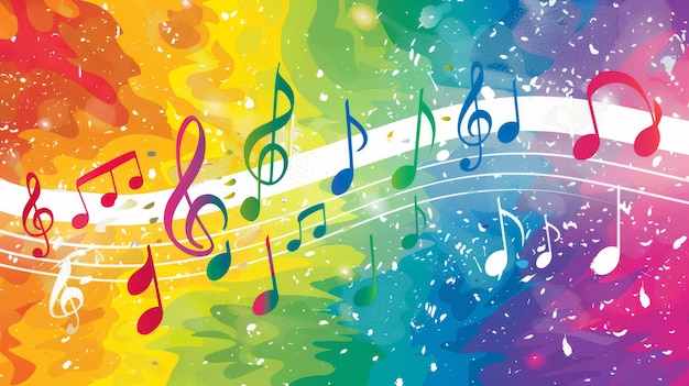Ein Poster für den Weltmusiktag mit Regenbogen-Hintergrund