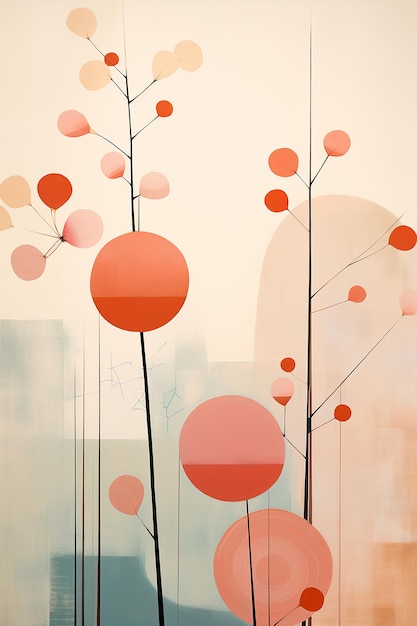 ein Poster für die Kunstausstellung in Pink und Orange.