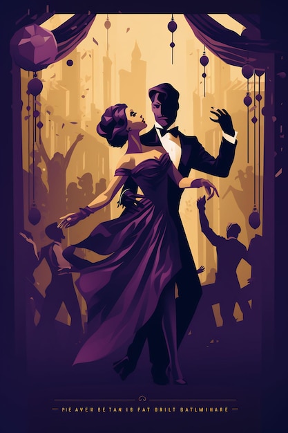 ein Poster für ein Paar, das in einem Nachtclub tanzt.
