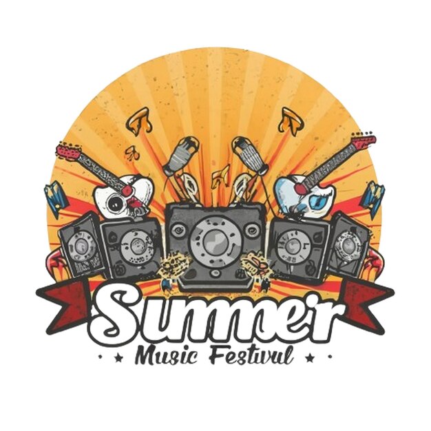 Foto ein poster für ein sommermusikfestival mit einem musikbild oben