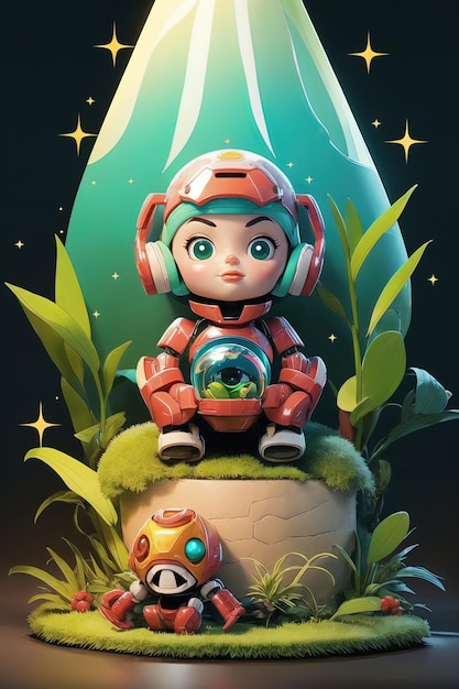 ein Poster für eine Comicfigur mit einem grünen Frosch oben drauf.
