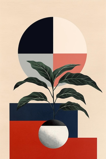 ein Poster für eine Pflanze, die in einer Vase ist.