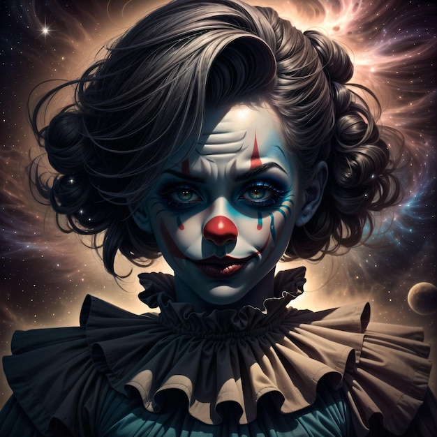 Ein Poster für einen Clown mit kosmischen Flüssigkeiten