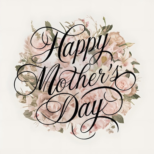ein Poster für einen glücklichen Muttertag mit Blumen und Text darauf