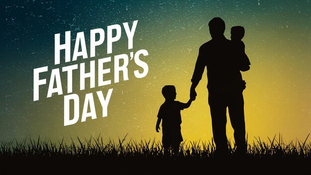 ein Poster für einen glücklichen Muttertag mit einem Vater und Sohn, die sich die Hände halten