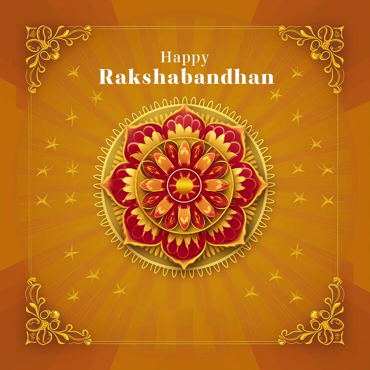 ein Poster für einen glücklichen Rakshabandhan mit einem Design darauf