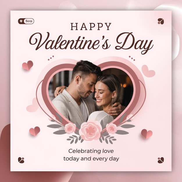 ein Poster für einen glücklichen Valentinstag mit einem Paar darauf