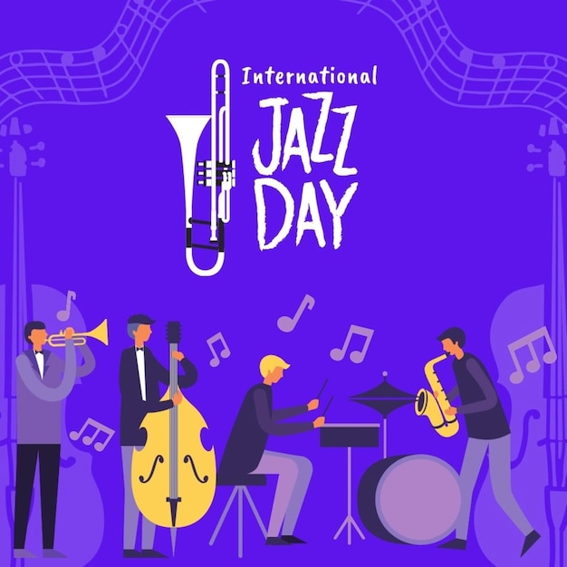 ein Poster für einen Jazztag mit einer Band darauf