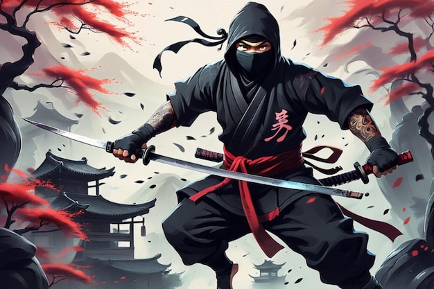 ein Poster für einen Samurai mit einem Schwert und dem Wort Kampfkunst