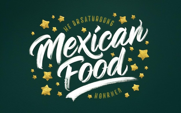 ein Poster für mexikanisches Essen mit den Worten "mexikanisches Essen" darauf