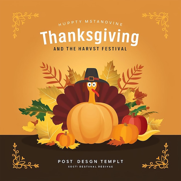 ein Poster für Thanksgiving und die Truthähne und das Erntefest