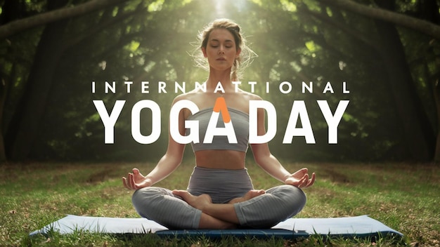 Foto ein poster für yoga mit einer frau in einer yoga-pose, erzeugt von ki