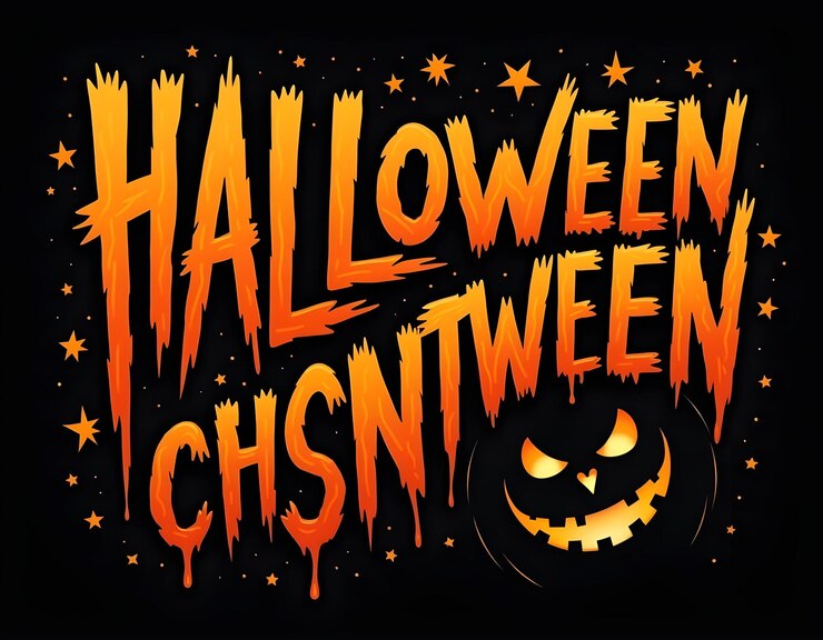 Foto ein poster mit den worten halloween ist in orange und schwarz geschrieben