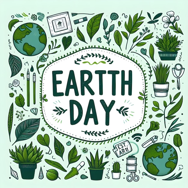 ein Poster mit einem grünen Hintergrund mit den Worten Earth Day Day darauf