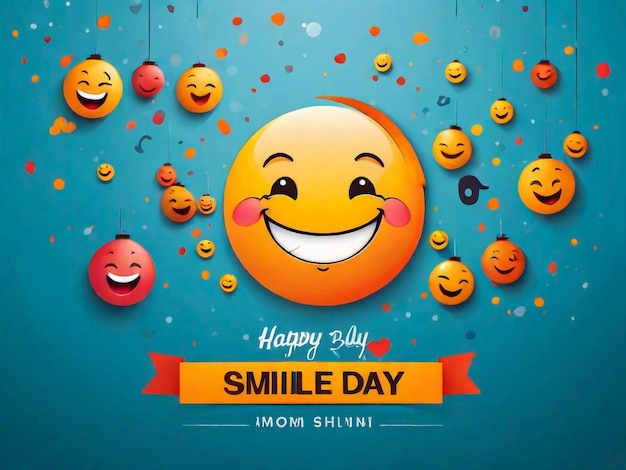 ein Poster mit einem lächelnden Gesicht und dem Text "Glücklicher Tag"