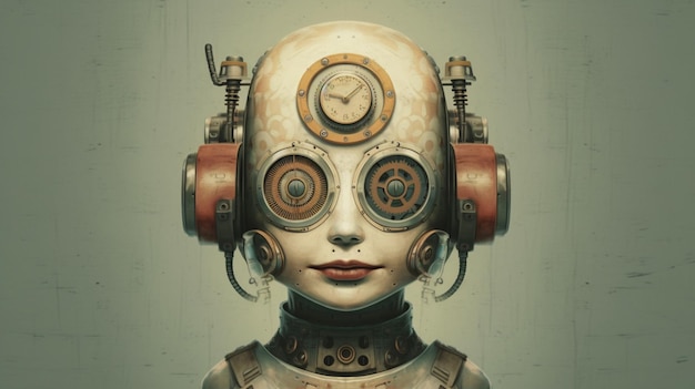 Foto ein poster mit einer maske, auf der steht, dass es sich um einen roboter handelt