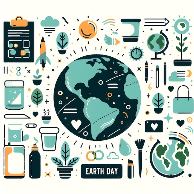 ein Poster mit einer Weltkarte und den Worten "Erde-Tag" darauf