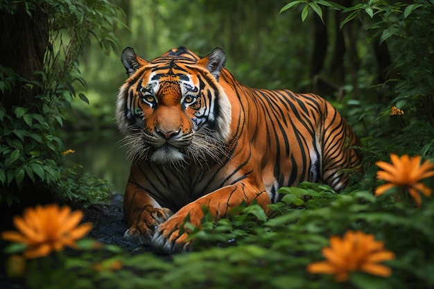 ein prächtiger Bengalischer Tiger in seinem natürlichen Lebensraum