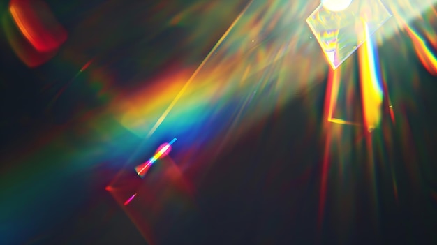 Ein Prisma Regenbogenlicht auf dunklem Hintergrund Überlagerung Kristall Fackel abstrakter Effekt Hologenerative KI