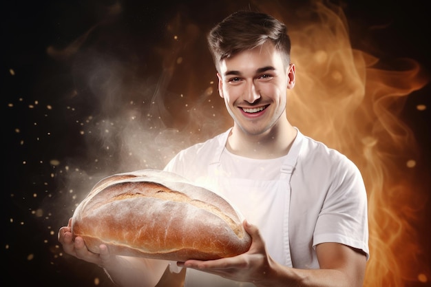 Foto ein professioneller bäcker backt schönes brot