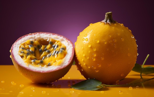 Ein professionelles Foto einer Passionsfrucht auf weißem Hintergrund Generative Ai